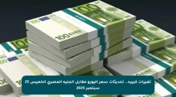 تغيرات كبيرة.. تحديثات سعر اليورو مقابل الجنيه المصري الخميس 25 سبتمبر 2025